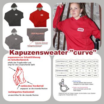 Kapuzensweater "Curve" mit Ergoschnitt fit2sit, rot, M