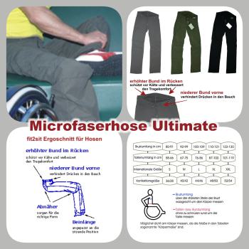 Microfaser Hose "Ultimate" für Rollstuhlfahrer, olive, L