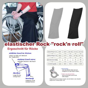 elastischer Rock, lang "rock'n roll" mit fit2sit Ergocut, hellgrau, L