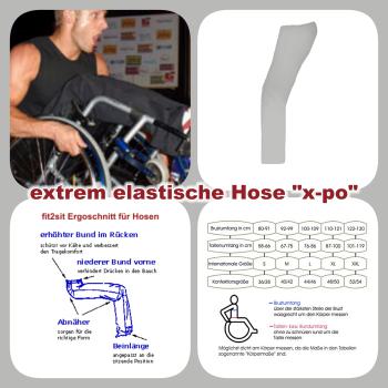 extrem elastische Hose "x-po" für Rollstuhlfahrer, hellgrau, XXL