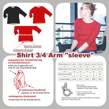 Shirt mit 3/4 Arm "Sleeve" mit Ergoschnitt fit2sit, rot, S