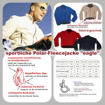 Polar Fleece Jacke "eagle" mit fit2sit Ergoschnitt, schwarz, M