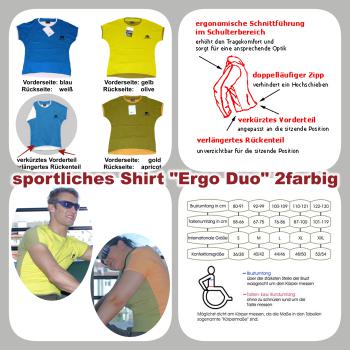 2farbiges T-Shirt mit Ergoschnitt fit2sit "ergo Duo", blau / weiss, S