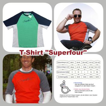 3farbiges Raglanshirt "SuperFour" grün / dunkelblau / hellgrau S